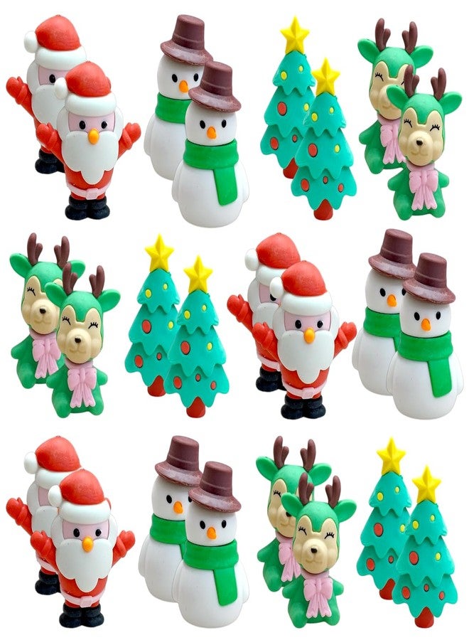 AMYCAUR Colorful Designer Christmas Mini Santa Erasers Stationery Gift for Kids, Christmas Theme Combo Fancy Eraser for Children, Return Gift for Kids (Pack of 6) - Image 1